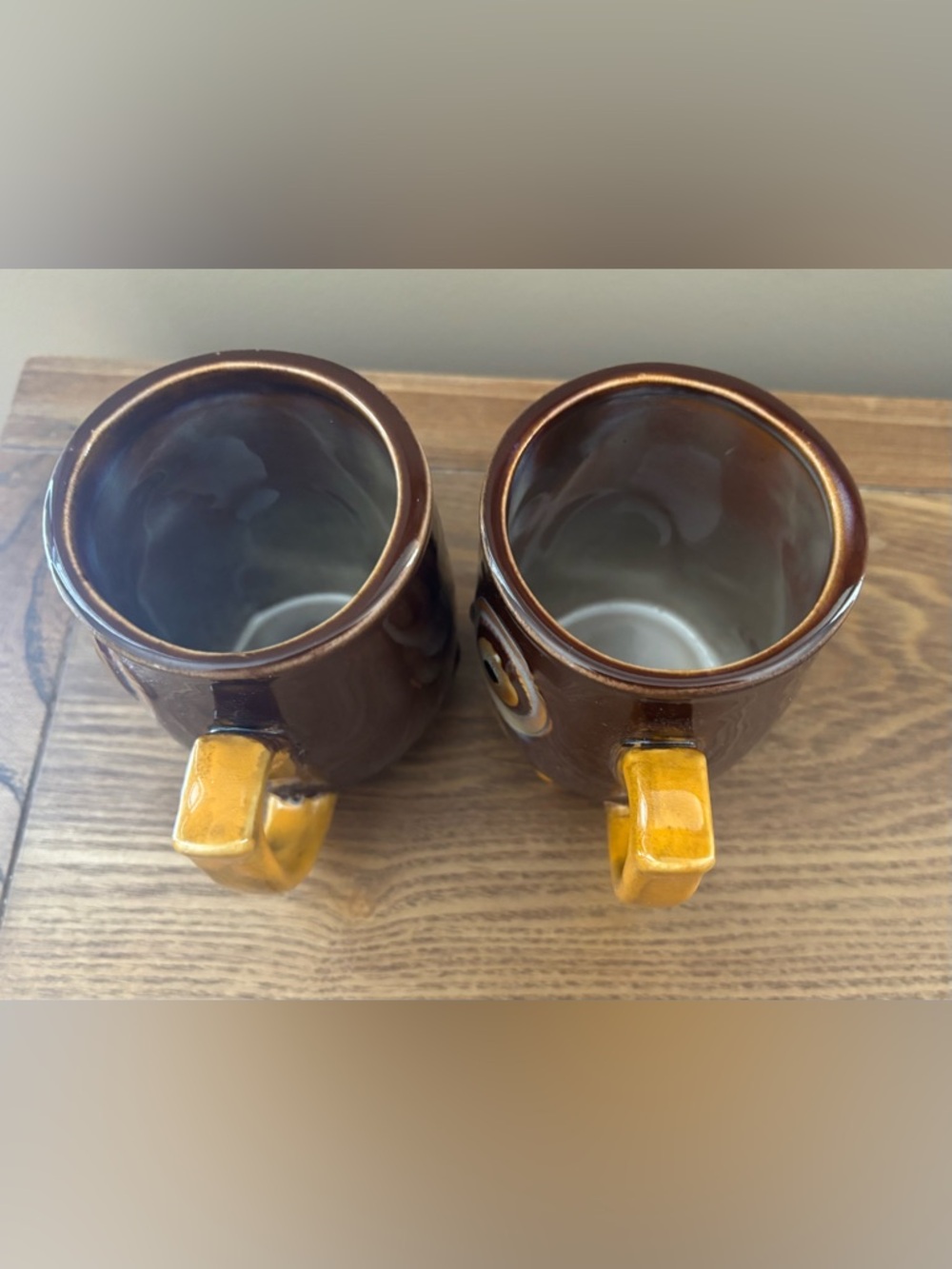 Vintage Gibson Home 2 Owl Coffee Mug Set Ceramic Stoneware UNUSED Brown Sage - Picture 4 of 6